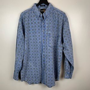 Sasson Vintage Blue Button Up Long Sleeve Large